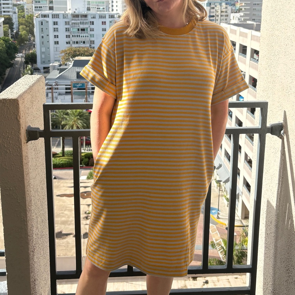 Easel Mustard and gray Striped T-shirt Dress